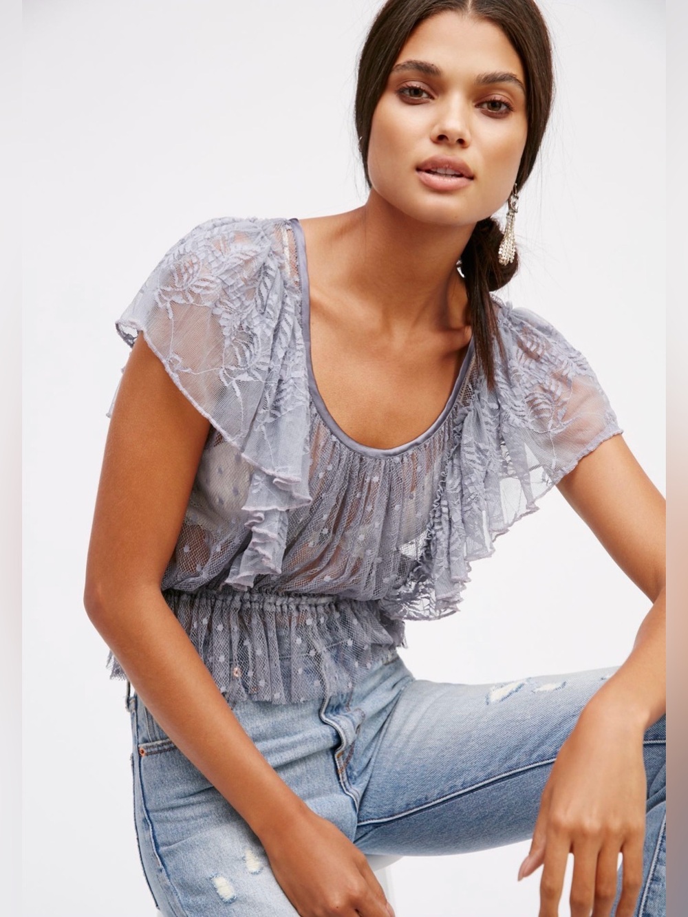 Free People Sweet Surprise Top - Light Gray